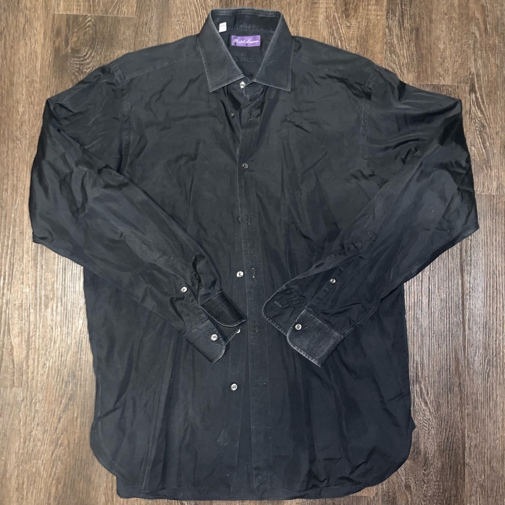 Ralph Lauren Purple Label Black Poplin Dress Shirt